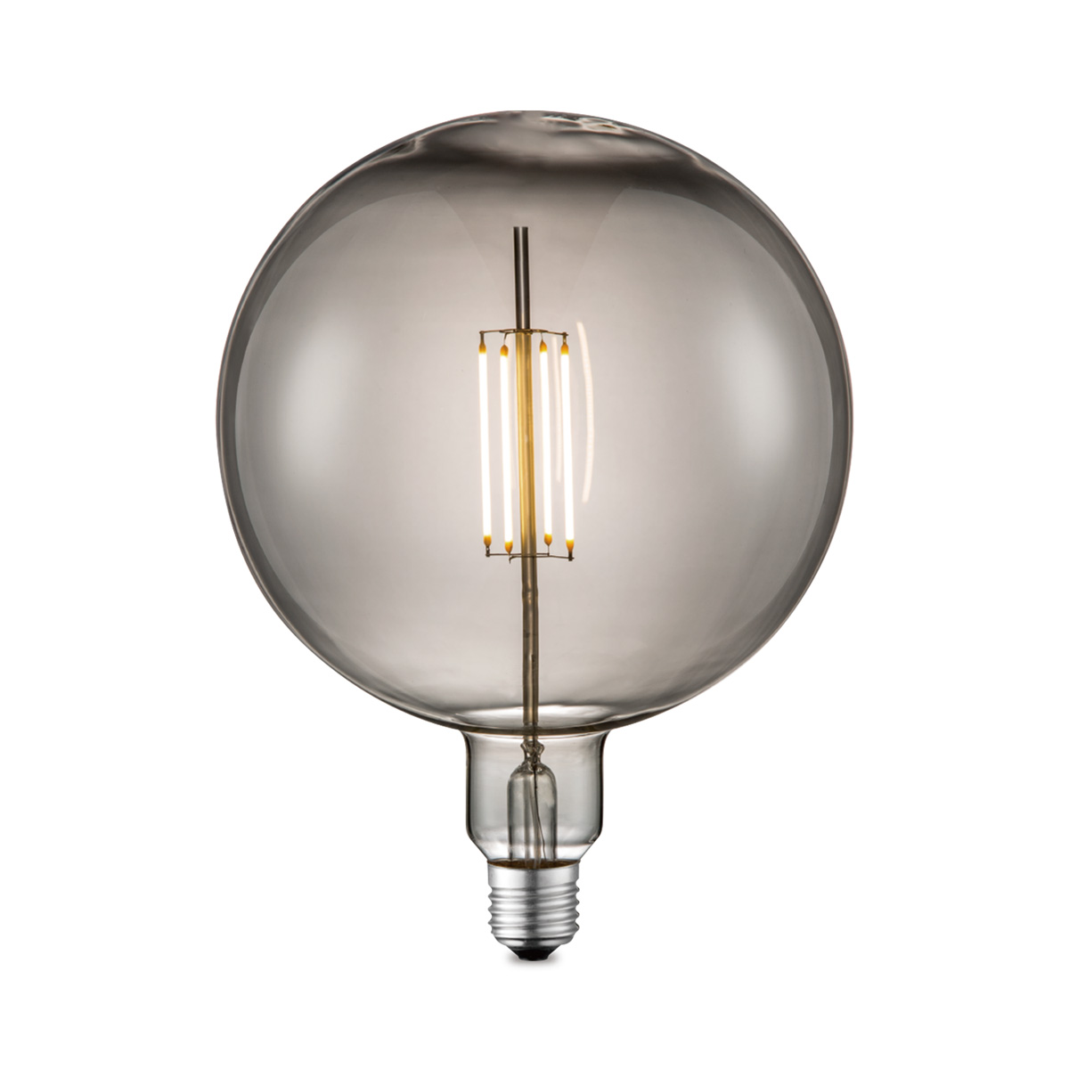Edison Vintage LED filament lichtbron Carbon - Rook - G180 Ovaal - Retro LED lamp - 18/18/23cm - geschikt voor E27 fitting - Dimbaar - 4W 120lm 1800K - warm wit licht